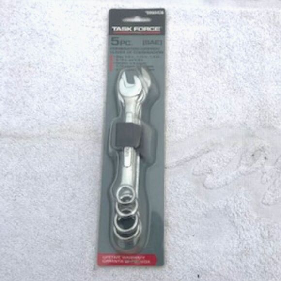 Wrench Set . 5Pc. 3/8" . 7/16" . 1/2" . 9/16" . 5/8" . Task Force - Picture 1 of 2